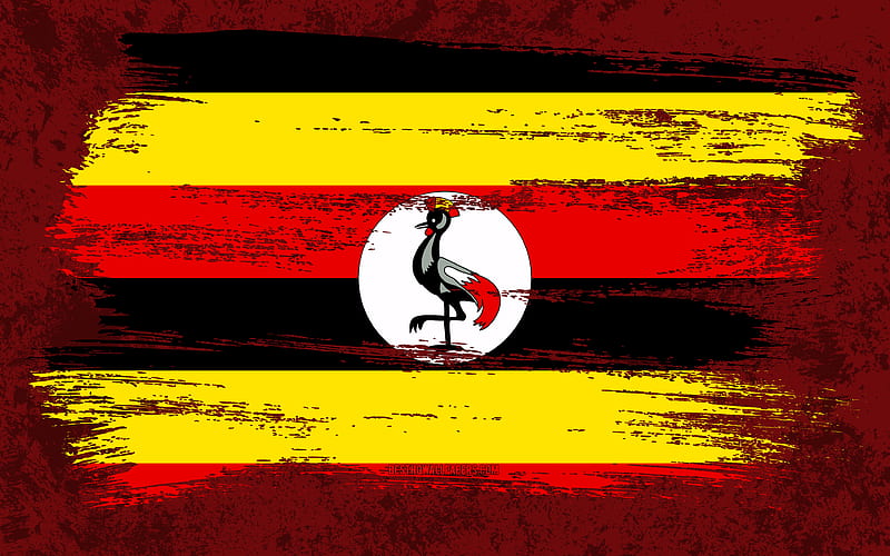Flag of Uganda, grunge flags, African countries, national symbols, brush stroke, Ugandan flag, grunge art, Uganda flag, Africa, Uganda, HD wallpaper