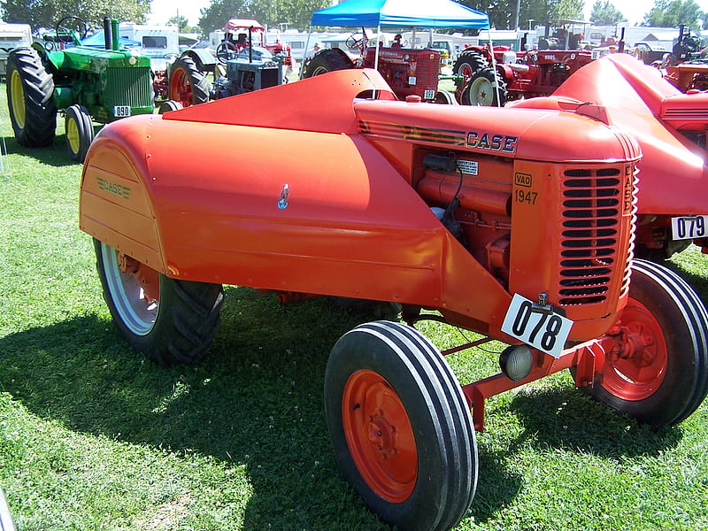 1947 case tractor, tractor, 1947, case, orange, HD wallpaper