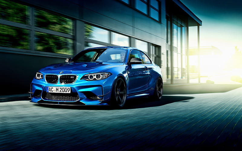 BMW M2 Coupe, 2016, F87, Blue m2, speed, road, German cars, BMW, HD wallpaper