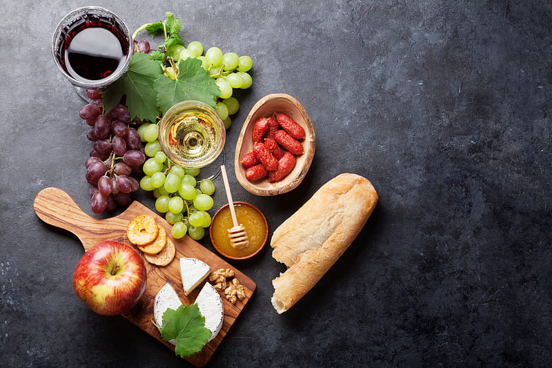 Food, Still Life, Wine, Apple, Cheese, Honey, Grapes, Bread, HD wallpaper