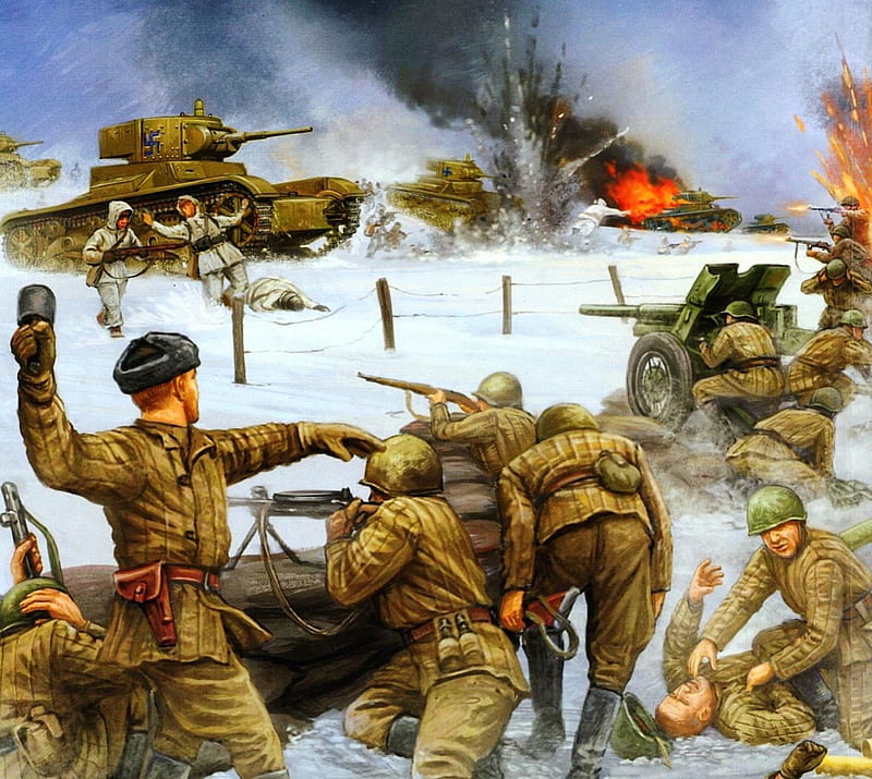 SOLDIERS, guerra, russian, ww2, winter, HD wallpaper
