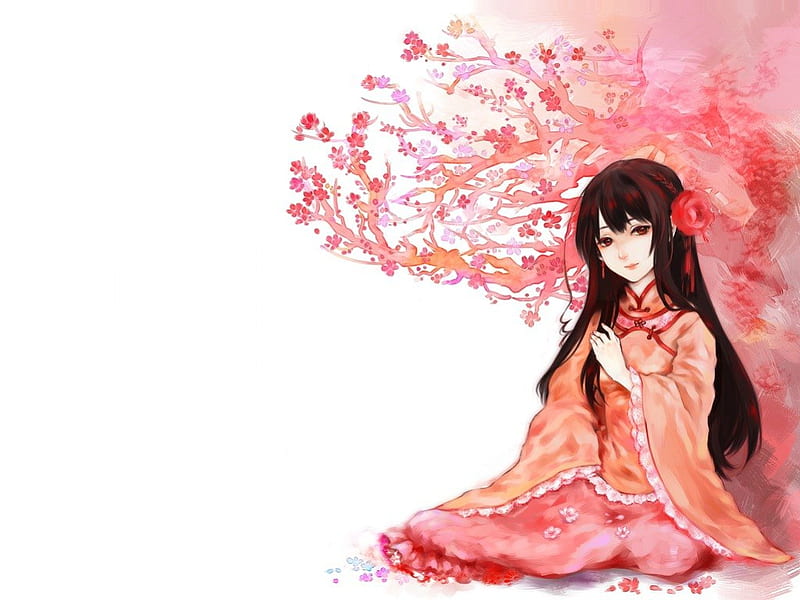 Taiwan Anime Character with Long Brown Hair and Pink Dress