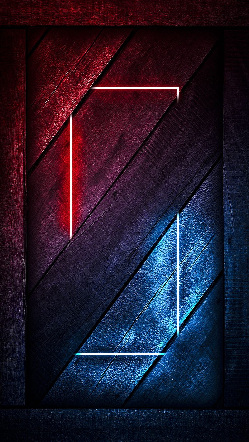 Red and blue, abstract, dark wood, wooden, HD phone wallpaper