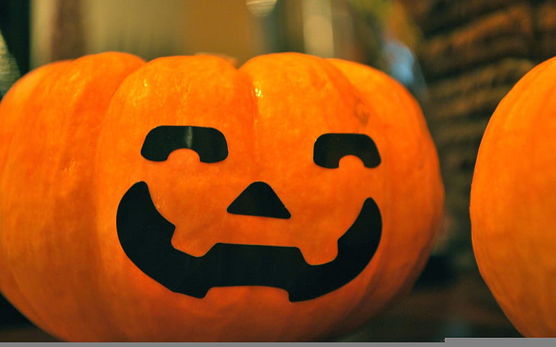 smiling pumpkin -Happy Halloween, HD wallpaper