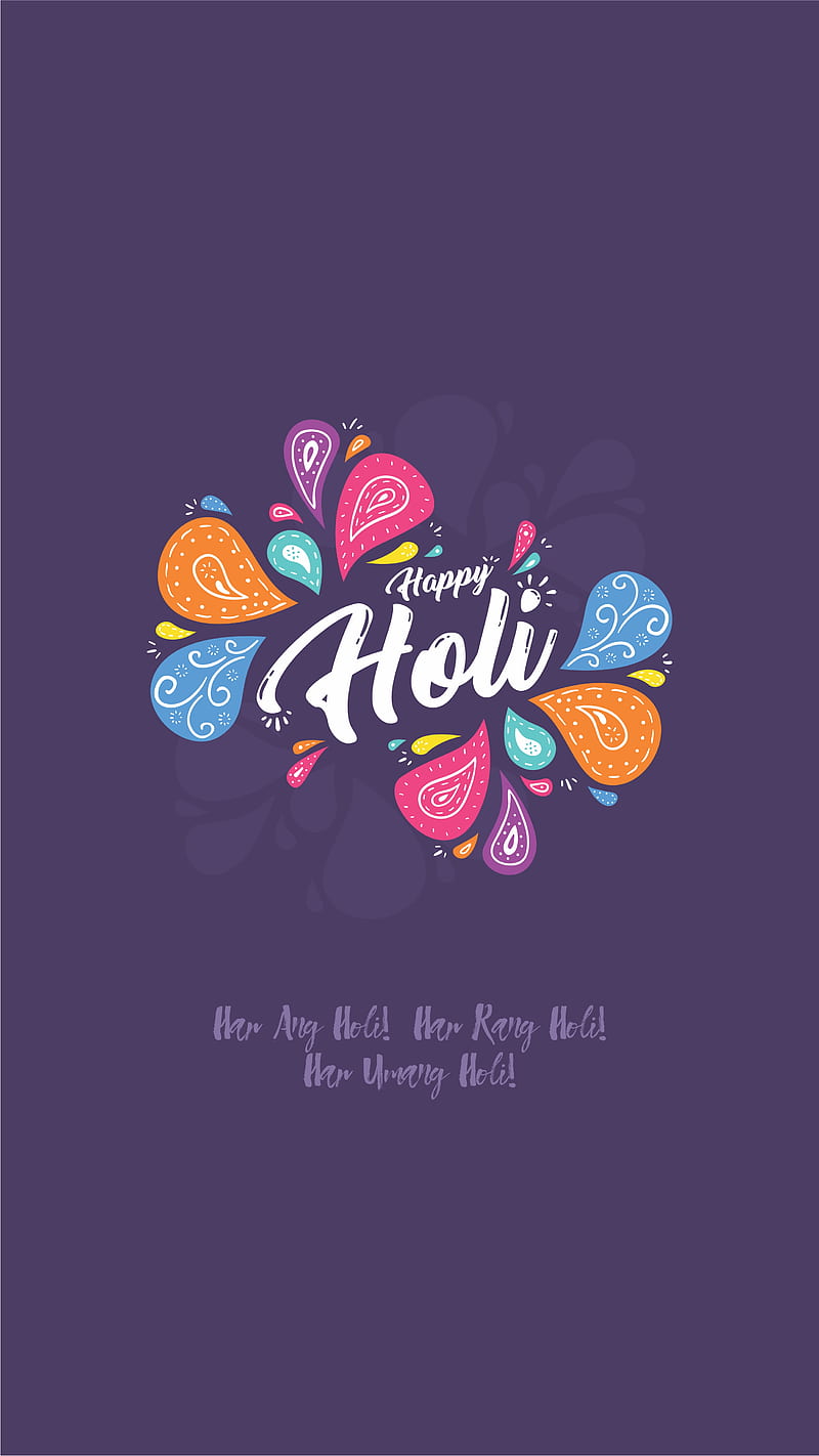 Happy Holi, colorful, phone, simple background, HD phone wallpaper