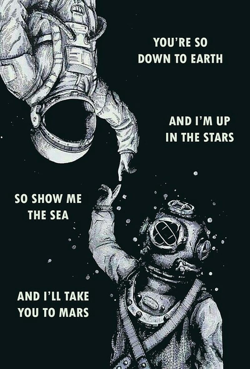 Astronaut and Diver, sea, stars, HD phone wallpaper