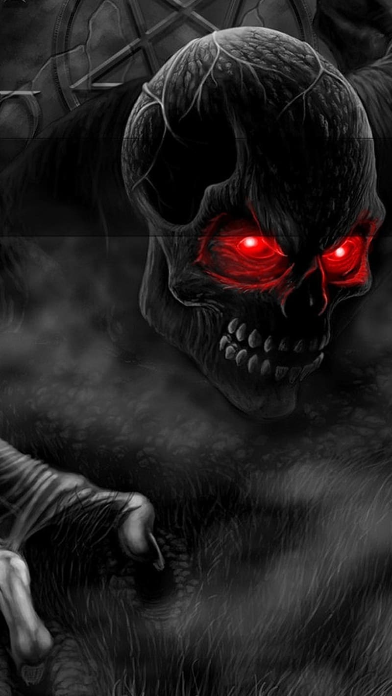 Best Horror, Black Skull, dangerous, scary, HD phone wallpaper