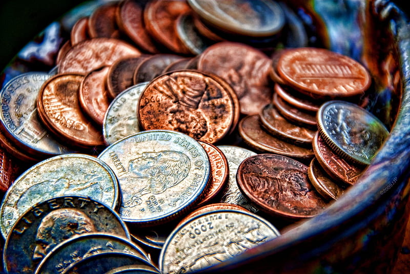 Coins, Dollar United States, metals, colors, coin, HD wallpaper