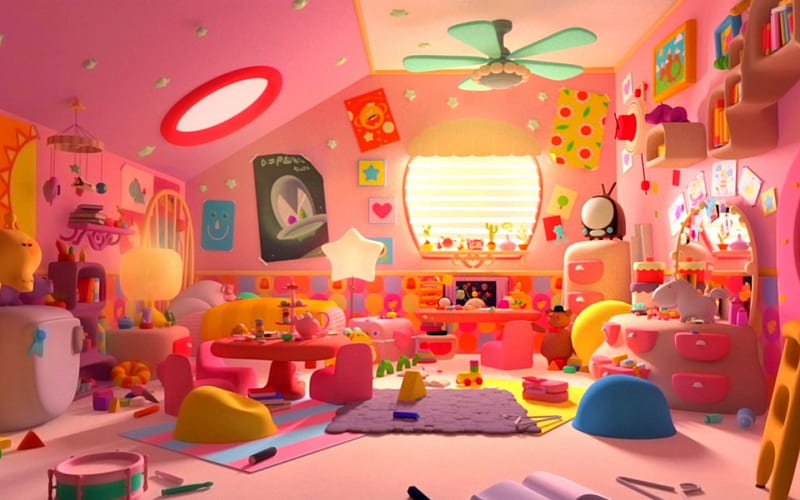 Kids Play Room, art, room, pink, toys, HD wallpaper