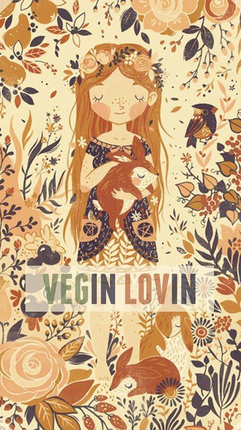 Vegin Lovin, girl, love, love animals, loving, nature, vegan, vegano, vegetarian, vegetariano, woman, HD phone wallpaper