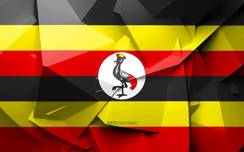 Flag of Uganda, geometric art, African countries, Ugandan flag, creative, Uganda, Africa, Uganda 3D flag, national symbols, HD wallpaper