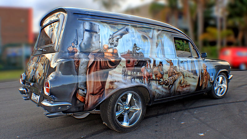 Van with advanced airbrush SF, Fantasy, Van, HD wallpaper