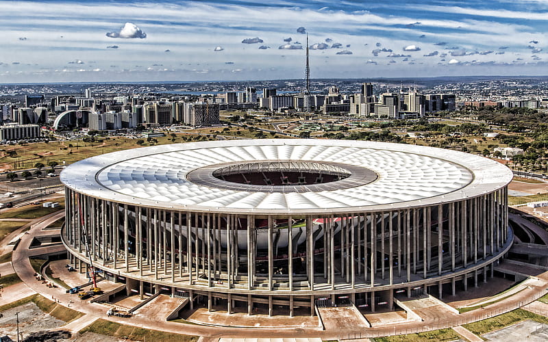 Arena Mane Garrincha, aerial view, soccer, Mane Garrincha Stadium, football stadium, R, Brasilia stadium, brazilian stadiums, Mane Garrincha, Brasilia, Brazil, HD wallpaper