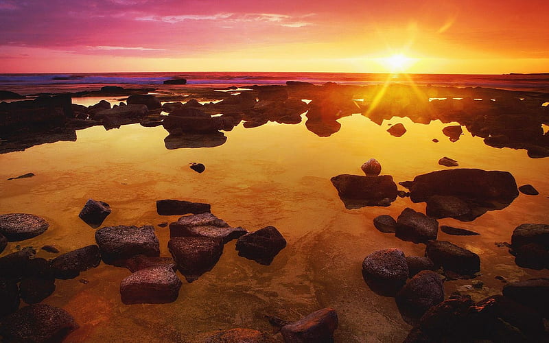 California- amber sunset, HD wallpaper
