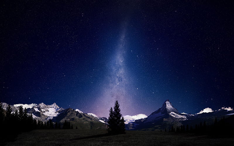 Swiss Alps Night, alps, nature, night, HD wallpaper