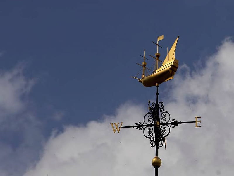 High And Dry, sky, clouds, weather vane, ship, HD wallpaper