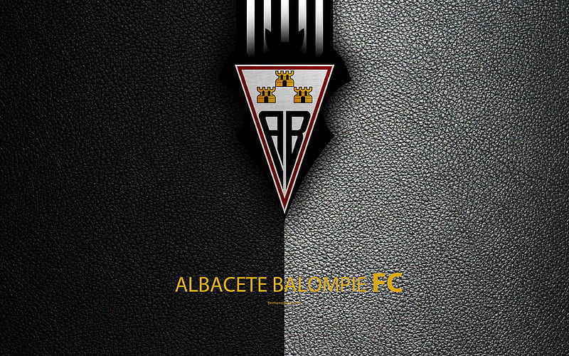 Albacete Balompie FC Spanish Football Club, leather texture, logo, LaLiga2, Segunda Division, Albacete, Spain, Second Division, football, HD wallpaper