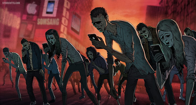 x_x Social Media Zombies x_x, cell phones, zombies, media, social, walking dead, funny, HD wallpaper