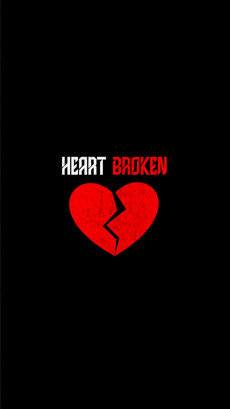 Heart Broken No Love, alone, lonely, quote, red, sad, sayings, HD phone wallpaper