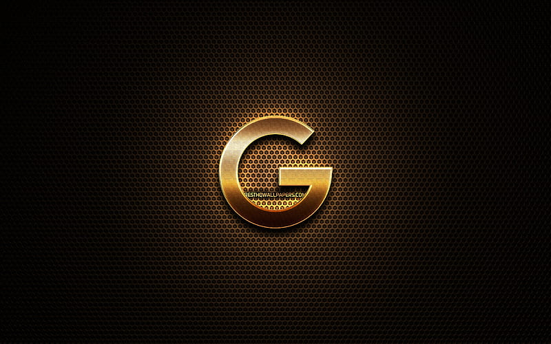 Google glitter logo, creative, metal grid background, Google logo, brands, Google, HD wallpaper