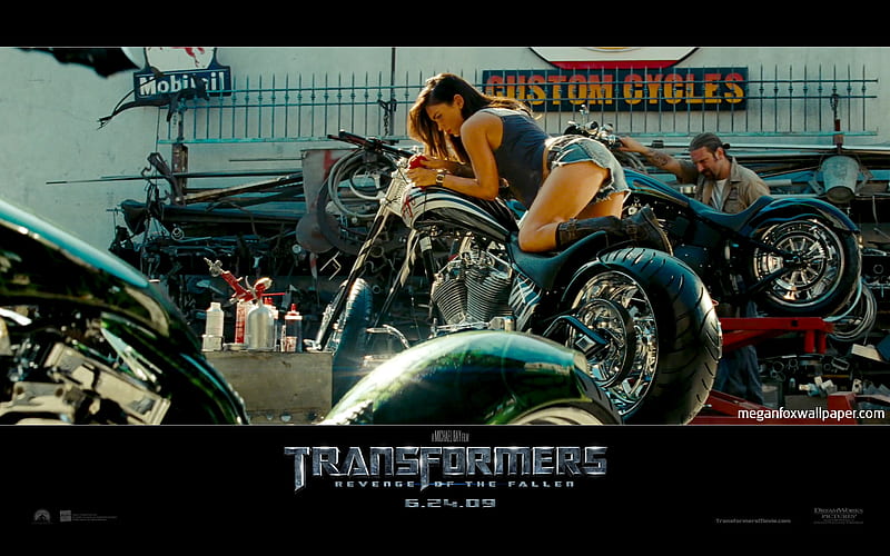 Megan Fox, actress, transformers, hot, bonito, bike, sexy, motorcycle, HD wallpaper