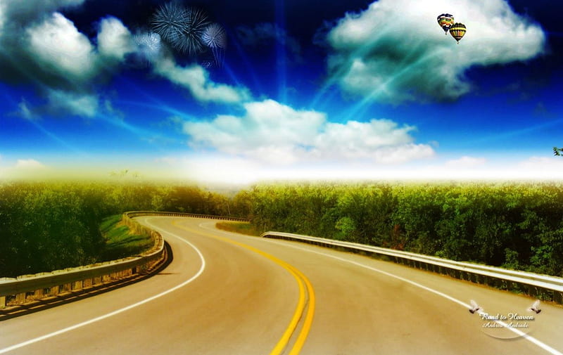 Road to Heaven, heaven, fantasy, road, abstract, HD wallpaper