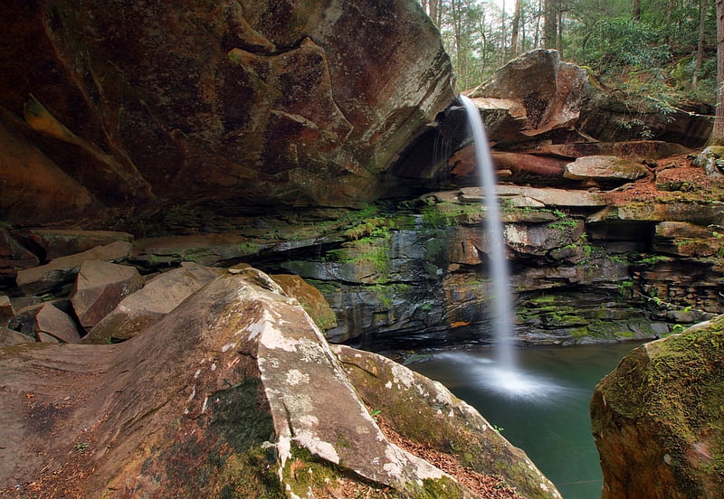 Small Rocky Waterfall, Waterfalls, Forests, Cliffs, Rocks, Rivers, Nature, HD wallpaper