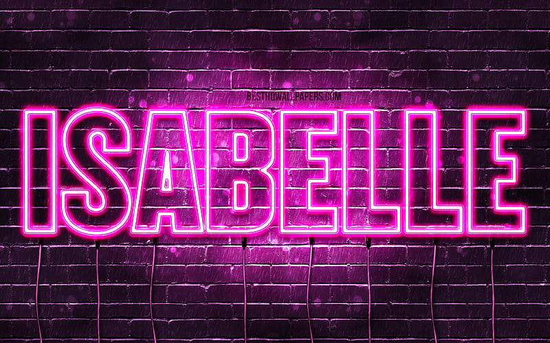 Isabelle with names, female names, Isabelle name, purple neon lights, horizontal text, with Isabelle name, HD wallpaper