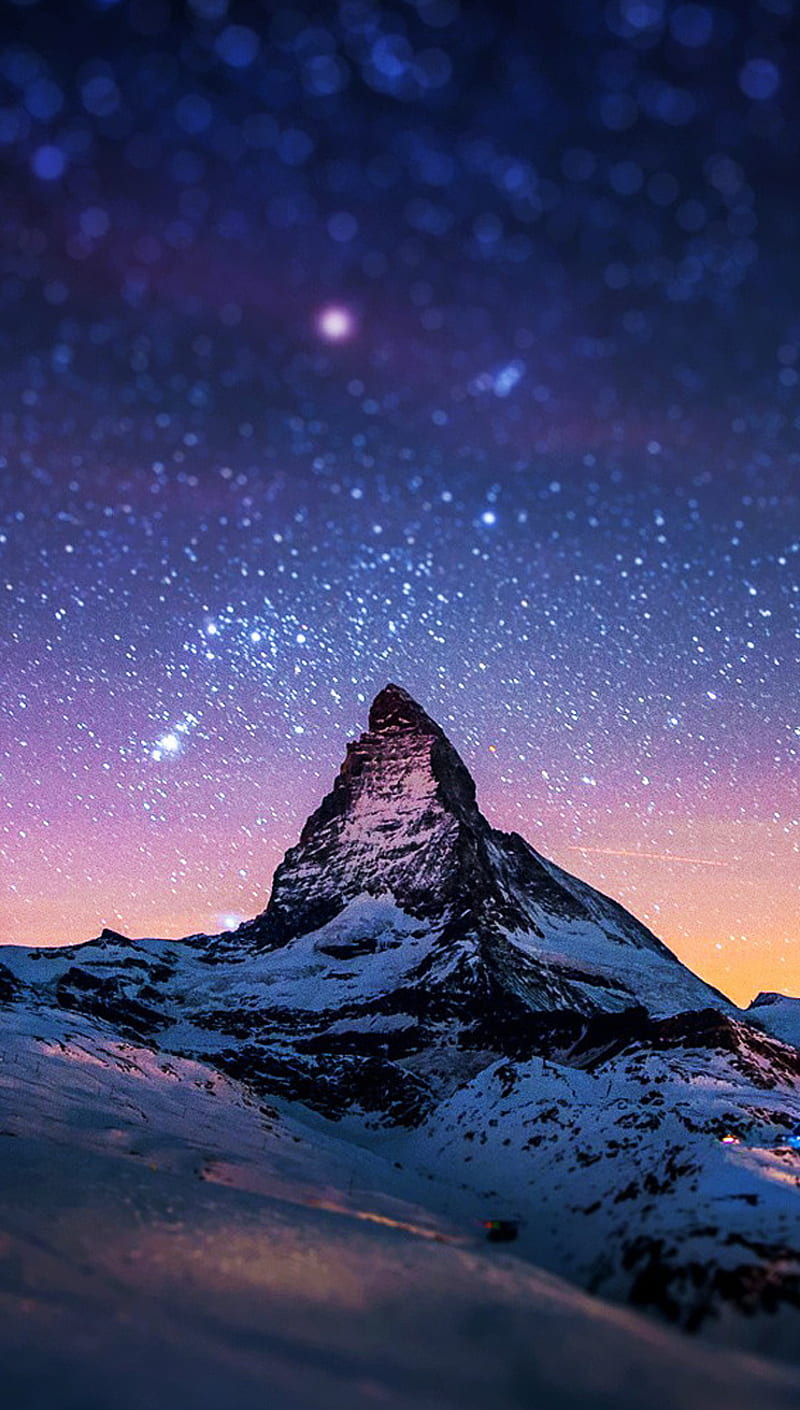 mountain, abstract, nature, night, star, HD phone wallpaper