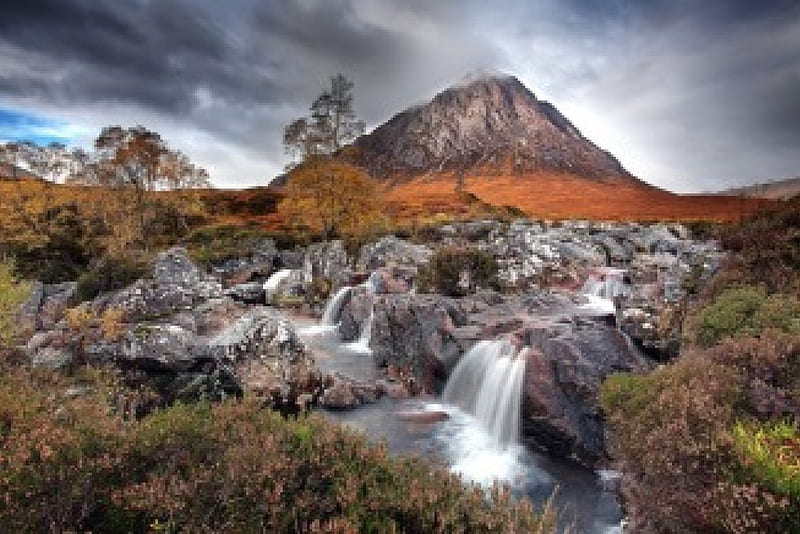 The autumn has arrived, mountains, landscapes, creek, trees, clouds, HD ...