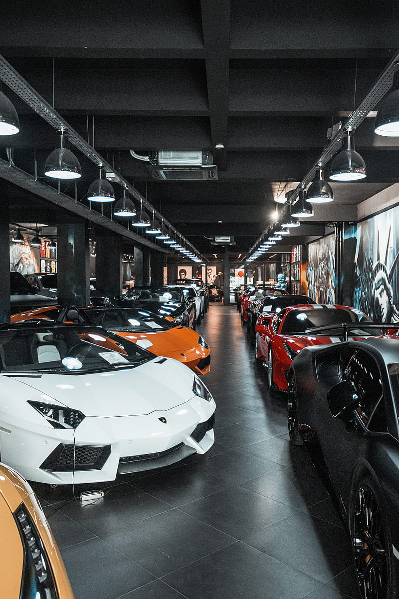 different luxury cars parking inside building, HD phone wallpaper