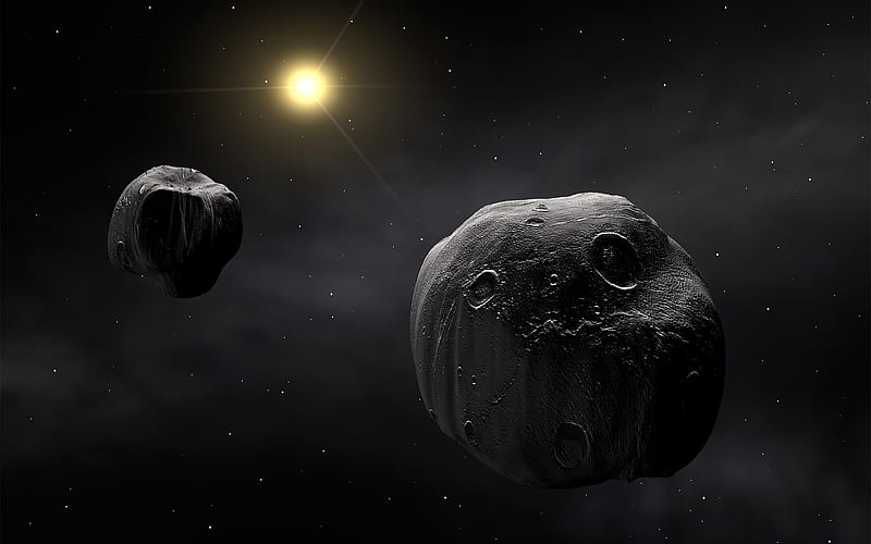 Asteroid Planets Dark Night , planets, digital-universe, dark, night, HD wallpaper