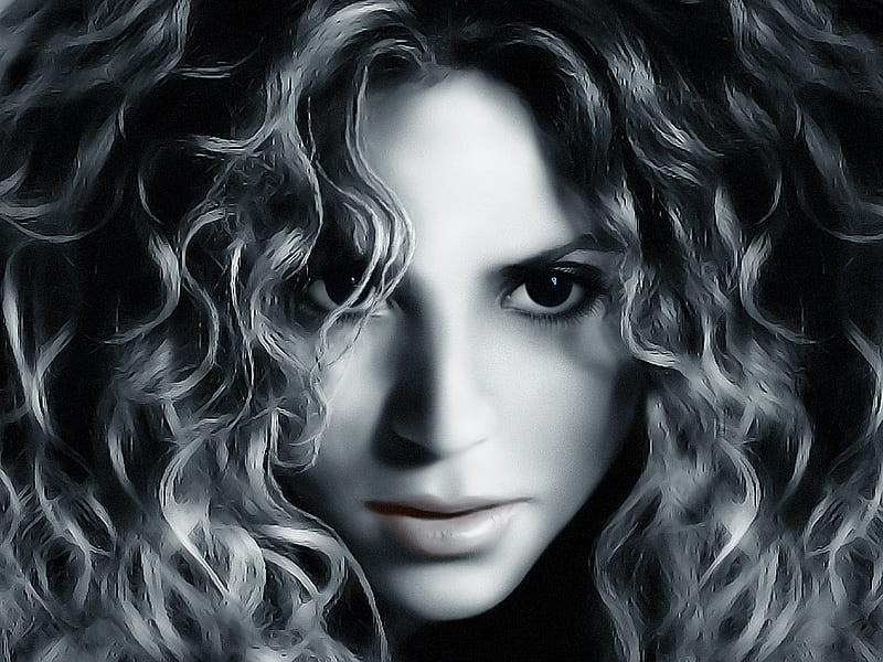 Shakira, black and white, singer, HD wallpaper