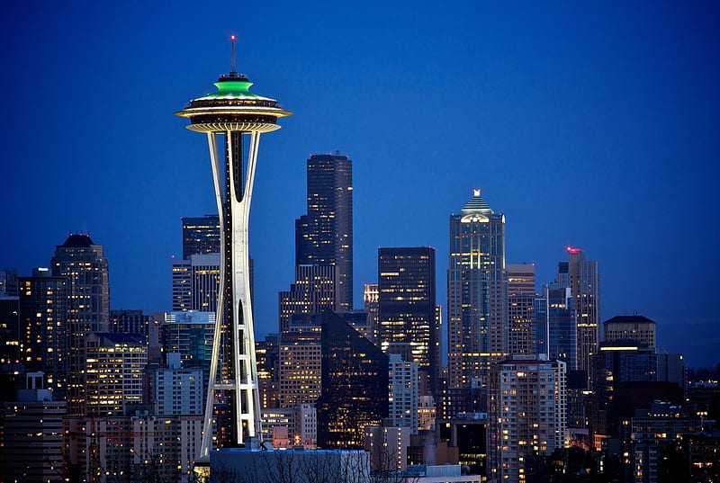 Seattle,Washington, Space Needle, Seattle, Night, Cityscape, HD wallpaper