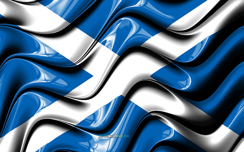 Scottish flag Europe, national symbols, Flag of Scotland, 3D art, Scotland, European countries, Scotland 3D flag, HD wallpaper