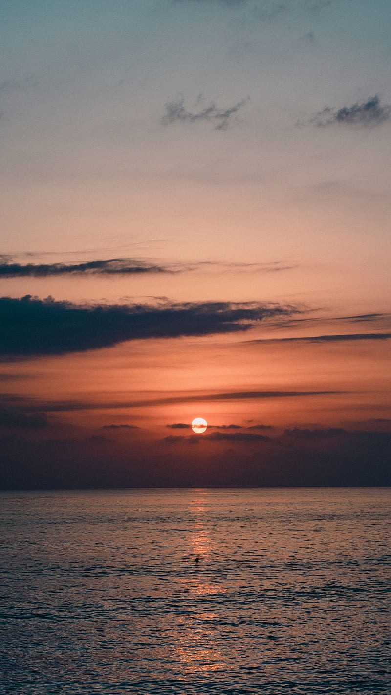 Sea Sunset, cloudy, diamante, horizon, italy, july, ocean, summer, sun, HD phone wallpaper