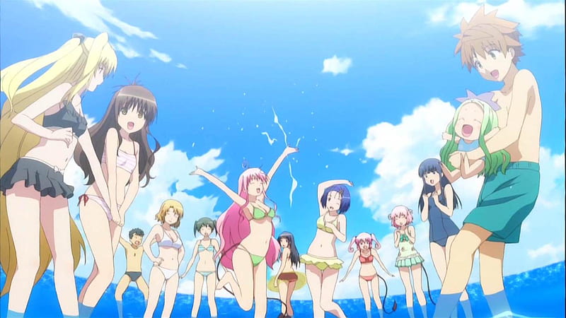 Motto To Love Ru!, friend, motto to love ru, sky, bikini, sea, beach, kawaii, to, anime, love, motto, HD wallpaper