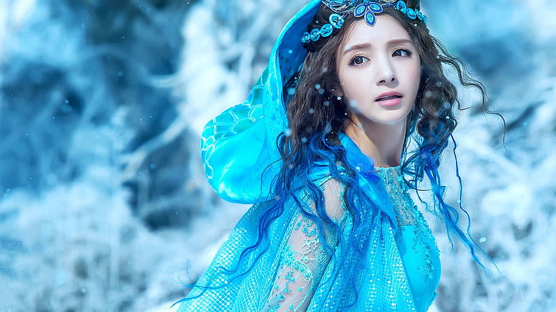 Ice Fantasy art white girl blue HD wallpaper  Peakpx