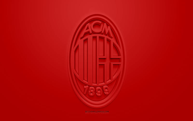 AC Milan, creative 3D logo, red background, 3d emblem, Italian football club, Serie A, Milan, Italy, 3d art, football, stylish 3d logo, HD wallpaper