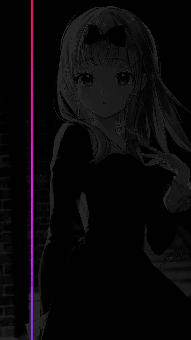 gradient, minimalism, dark, anime girls, monochrome HD Phone Wallpaper