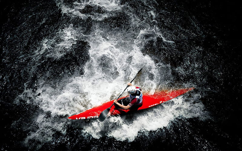 rafting kayak, rocks, extreme, rafters, HD wallpaper