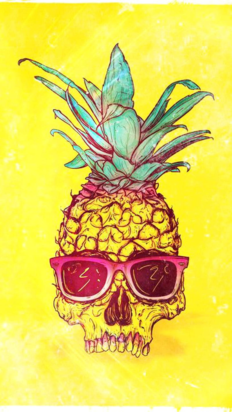 Yellow skull, pineapple, HD phone wallpaper