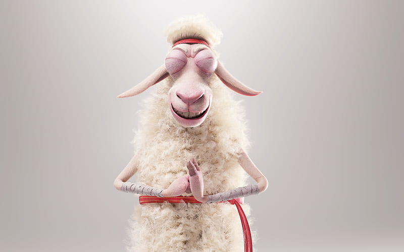 Arno the Sheep, sheep, arno, fantasy, oaie, steferson rocha, funny, white, ninja, red, HD wallpaper