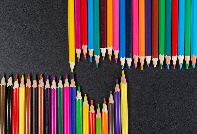 graphy, Pencil, Colorful, Heart-Shaped, HD wallpaper