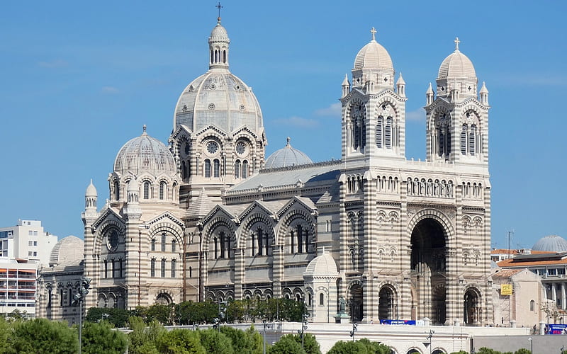 Cathedral in Marseilles, France, France, cathedral, church, Marseilles, domes, HD wallpaper