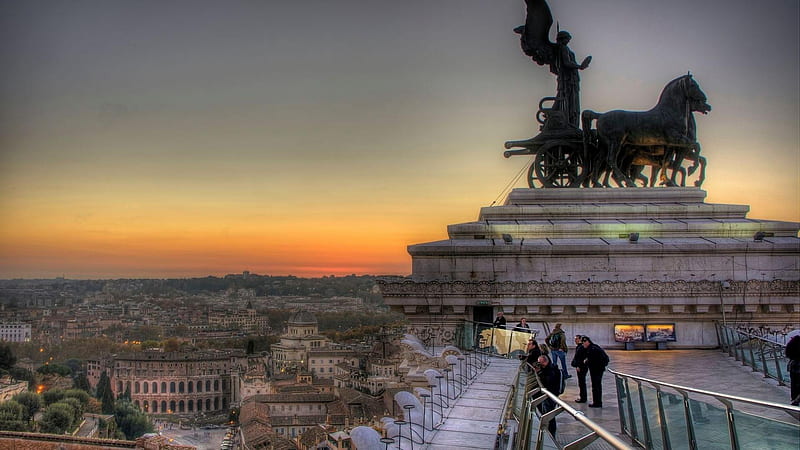 overlook of rome from a monument r, monument, city, statue, view, r, HD wallpaper