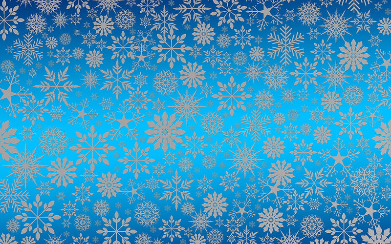 Winter background, blue background with snowflakes, winter texture, white snowflakes texture, HD wallpaper
