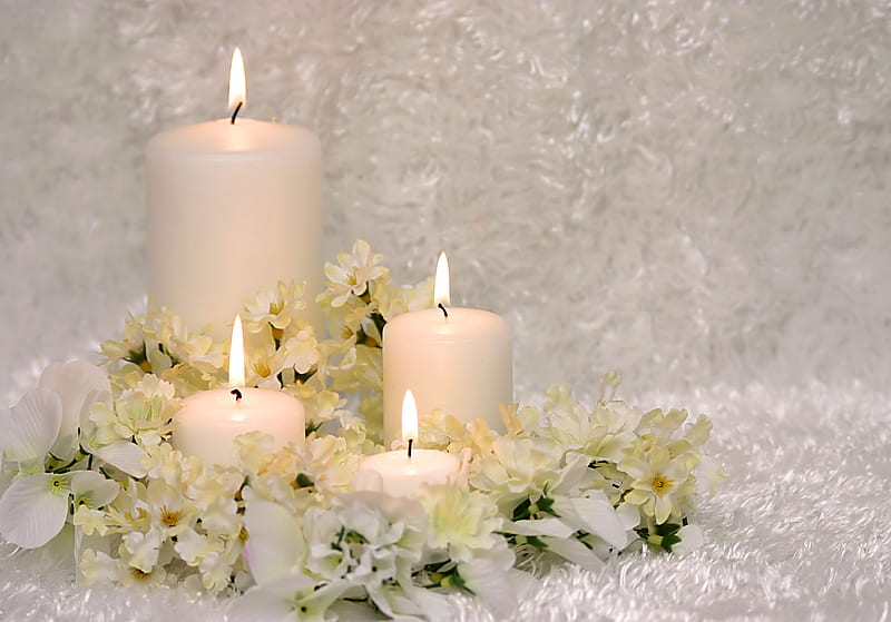 candles, candle, bonito, elegant, graphy, nice, cool, bouquet, gentle, flower, flowers, white, harmony, HD wallpaper