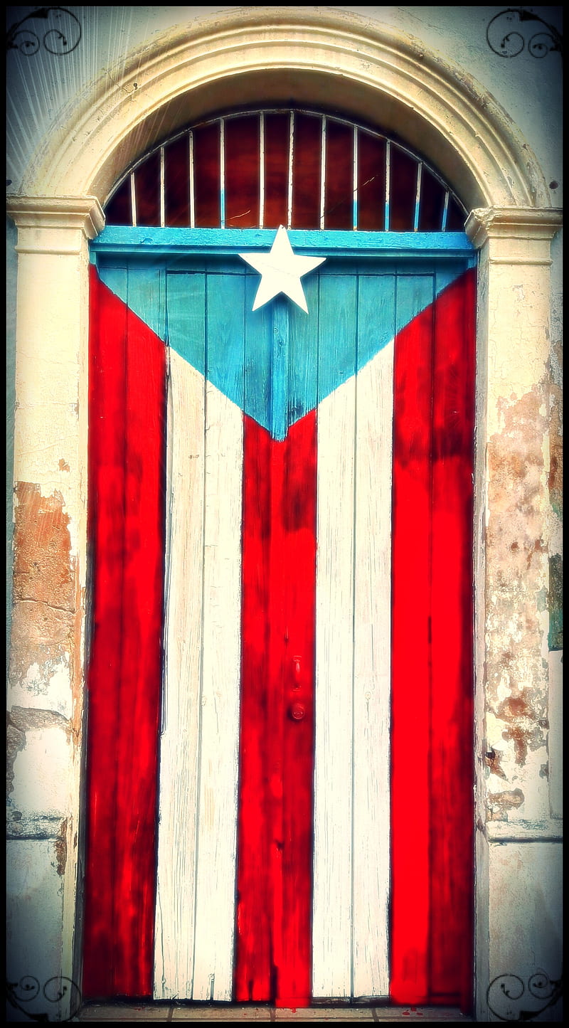 Puerto Rican Door, art, caribbean, flags, maps, puerto rico, red, san juan, HD phone wallpaper