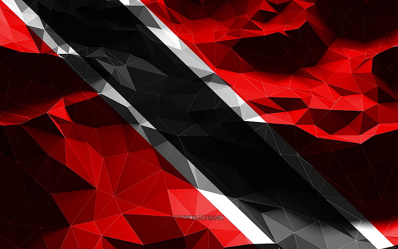 Trinidad and Tobago flag, low poly art, North American countries, national symbols, Flag of Trinidad and Tobago, 3D flags, Trinidad and Tobago, North America, Trinidad and Tobago 3D flag, HD wallpaper